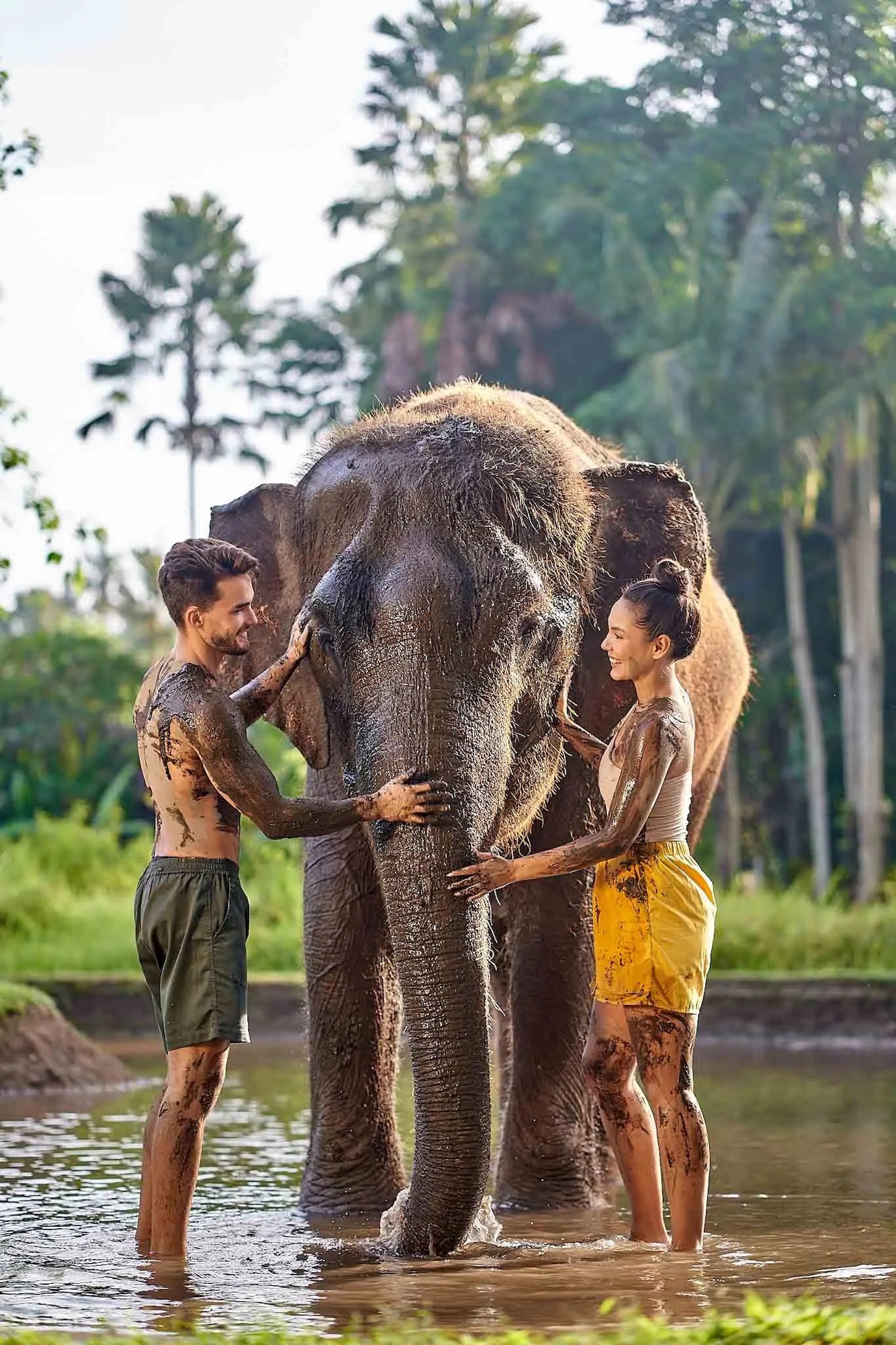 Bali yoga and wellness retreat elephant mud bath